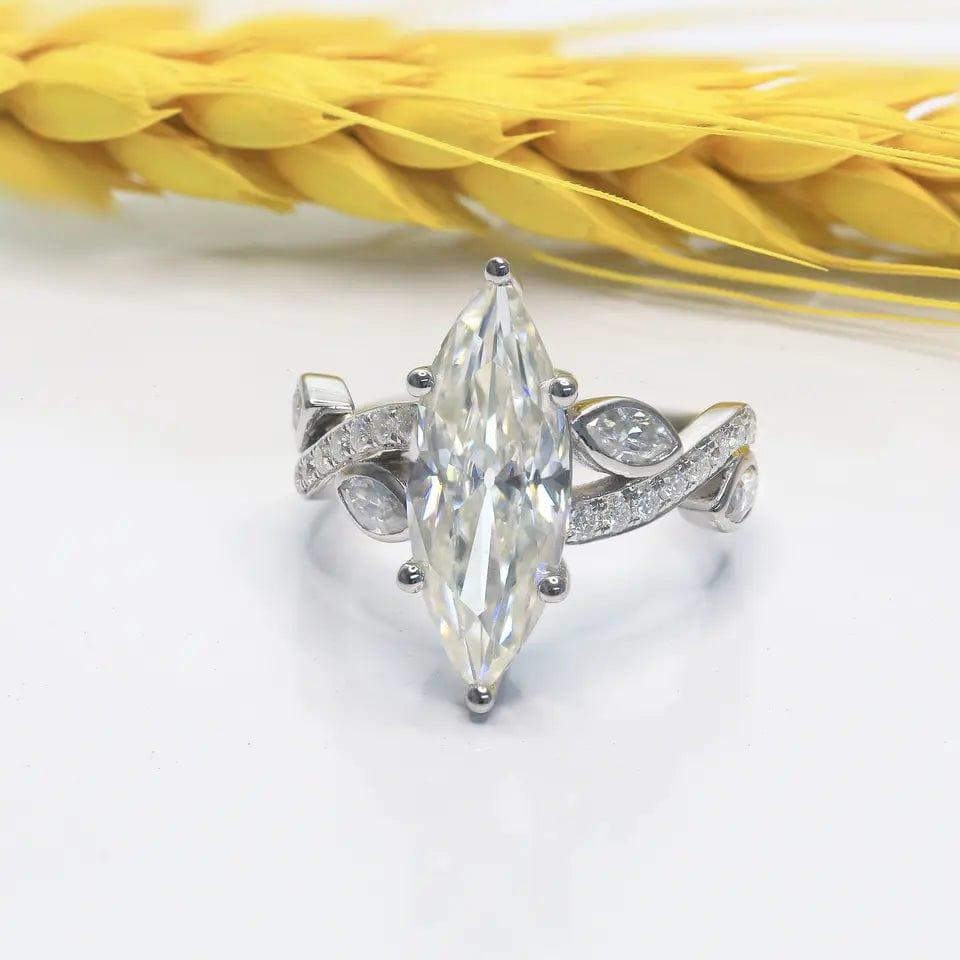 Leaf design engagement discount rings