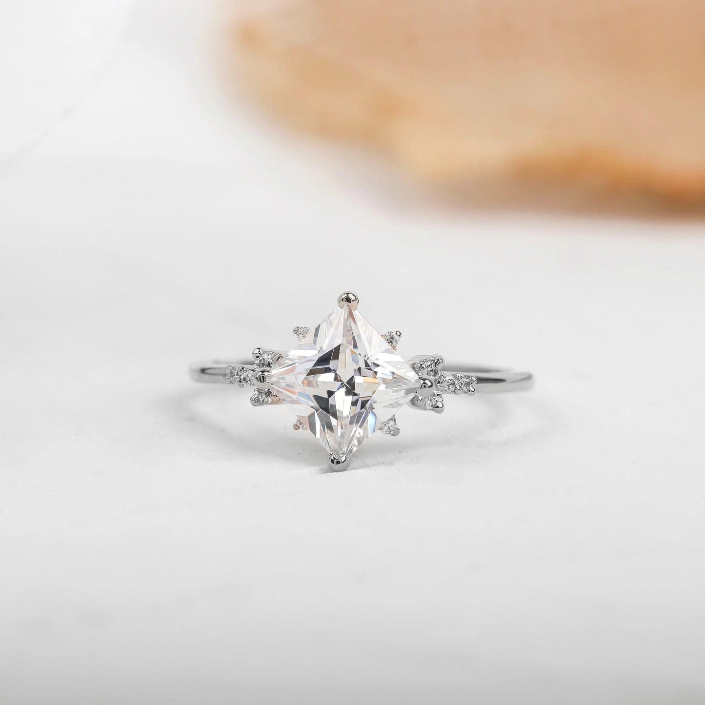 1CT Princess Cut Lab-Grown Diamond Basket Engagement Ring - JBR Jeweler