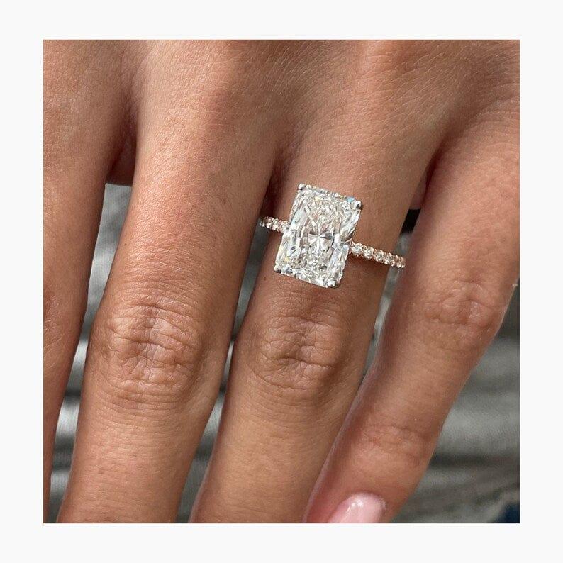 1Ct Radiant Cut Lab Grown Diamond Halo Split Shank Engagement Ring - JBR Jeweler