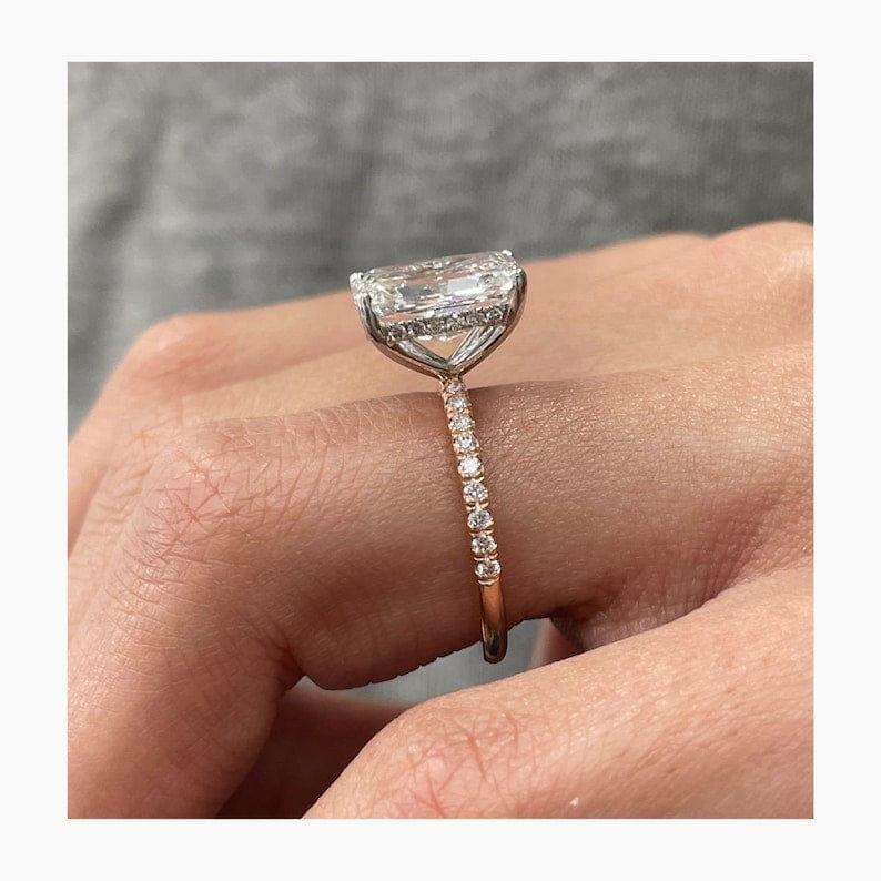 1Ct Radiant Cut Lab Grown Diamond Halo Split Shank Engagement Ring - JBR Jeweler