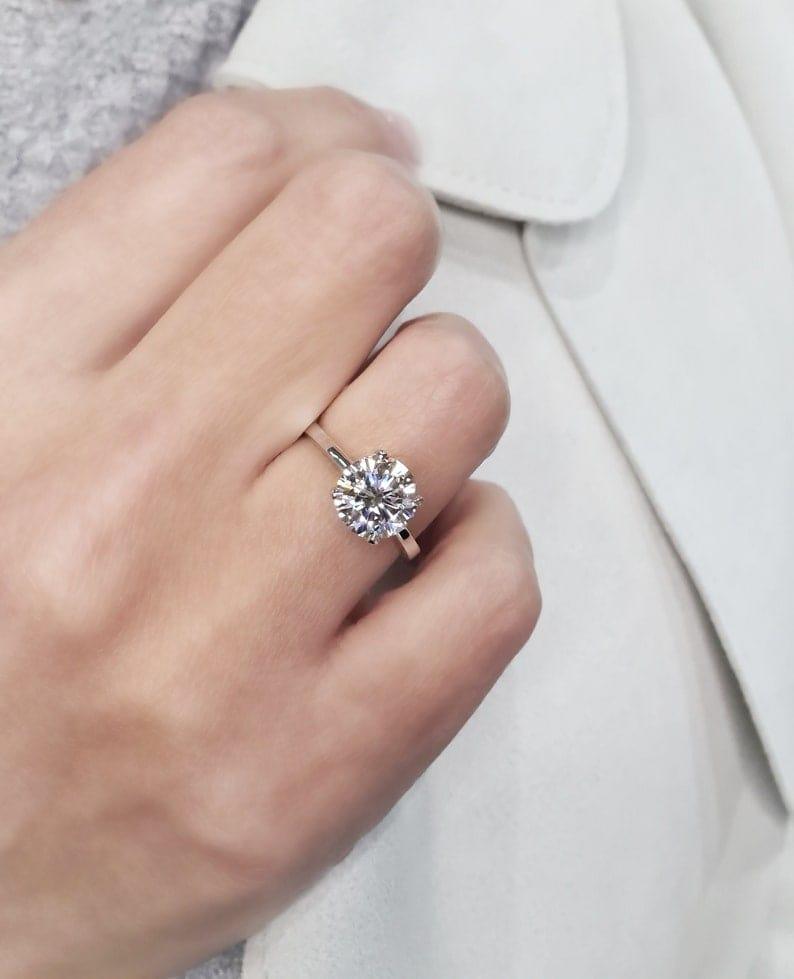 1CT Round Cut Lab-Grown Diamond Engagement Ring Five Stone Matching Band - JBR Jeweler