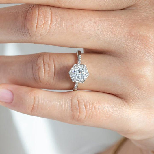 1CT Round Cut Lab Grown Diamond Nail Prong Set Engagement Ring - JBR Jeweler