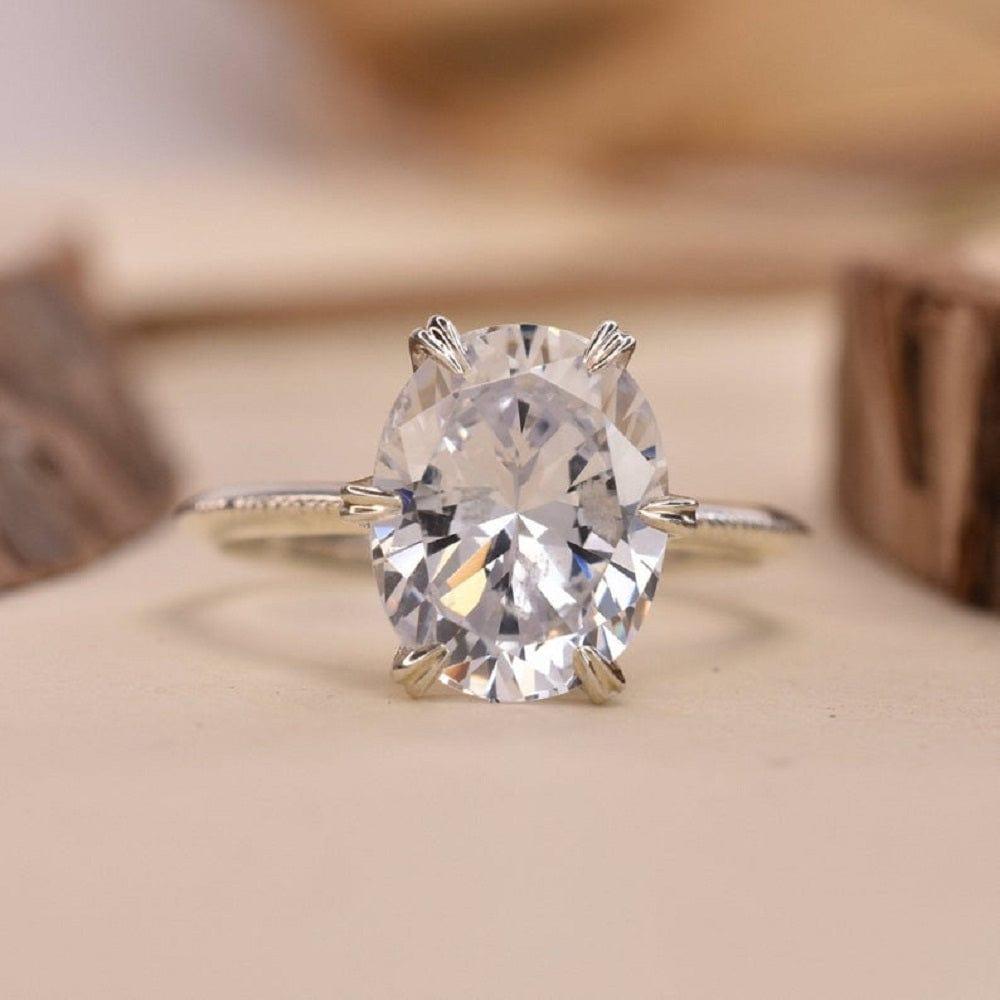 2.00 CT Oval Cut Solitaire Wedding Elongated Moissanite Engagement Ring - JBR Jeweler