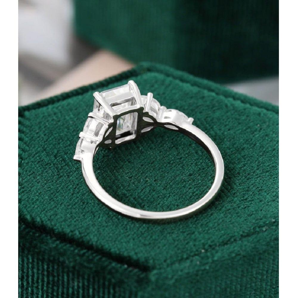 2.00CT Emerald Cut White Gold Marquise Diamond Cluster Moissanite Engagement Ring - JBR Jeweler