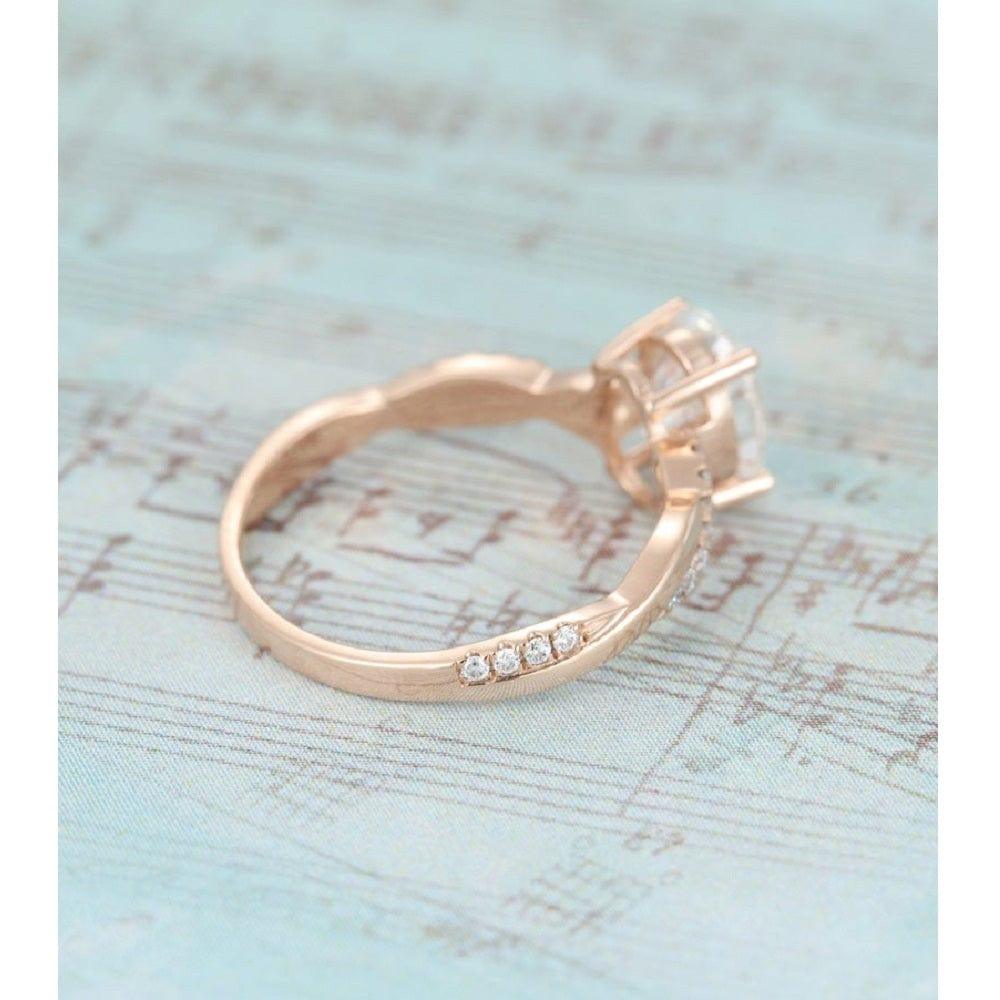 2.00CT Oval Cut Rose Gold Twisted Diamond Wedding Moissanite Engagement Ring - JBR Jeweler