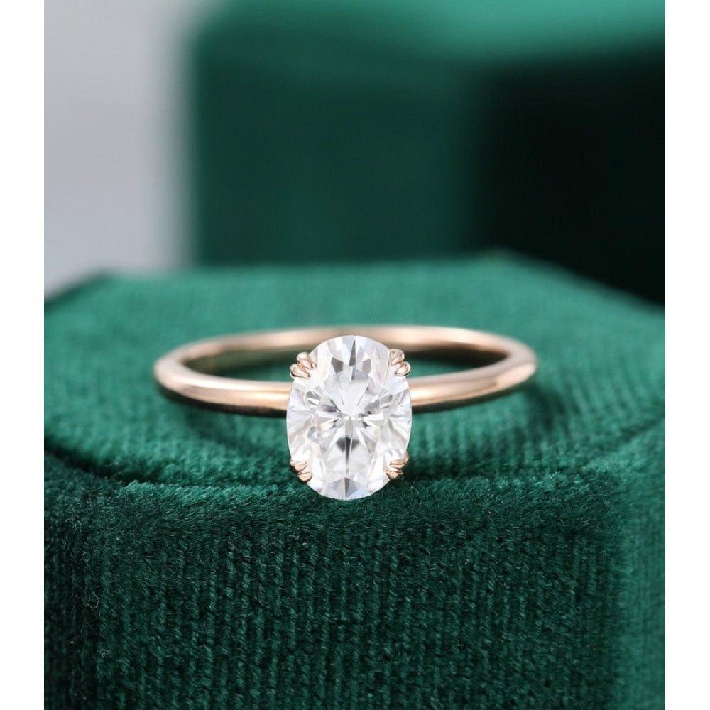2.00CT Oval Cut Solitaire Rose Gold Double Claw Prong Moissanite Engagement Ring - JBR Jeweler