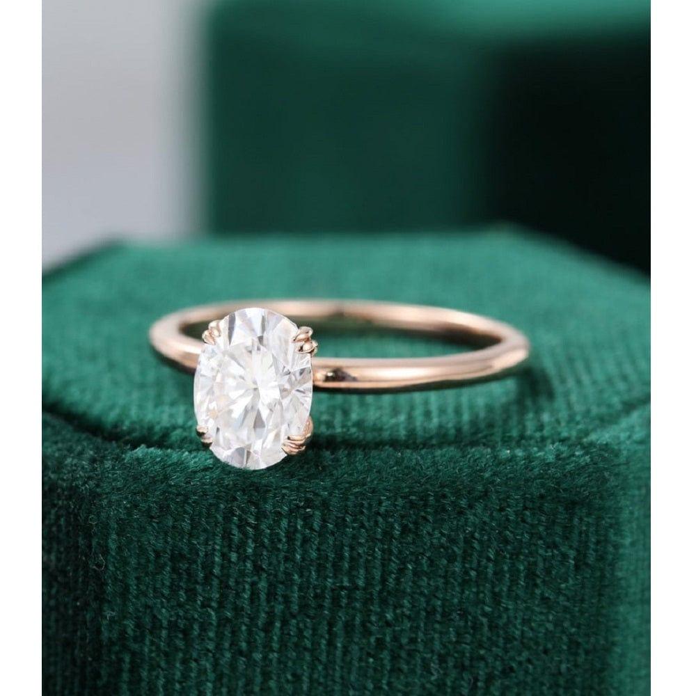 2.00CT Oval Cut Solitaire Rose Gold Double Claw Prong Moissanite Engagement Ring - JBR Jeweler