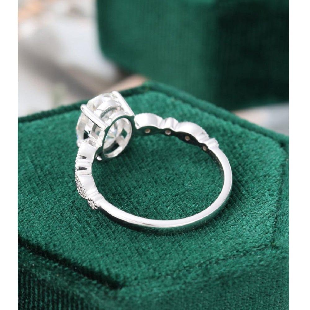 JBR Jeweler Moissanite Engagement Ring 2.00CT Oval Cut White Gold Wedding Milgrain Bridal Anniversary Moissanite Engagement Ring