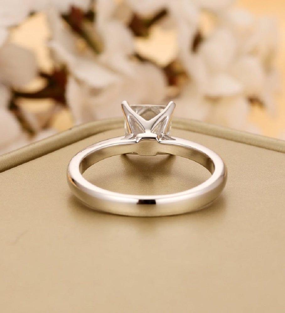 2.00CT Princess Cut White Gold Minimalist Solitaire Moissanite Engagement Ring - JBR Jeweler