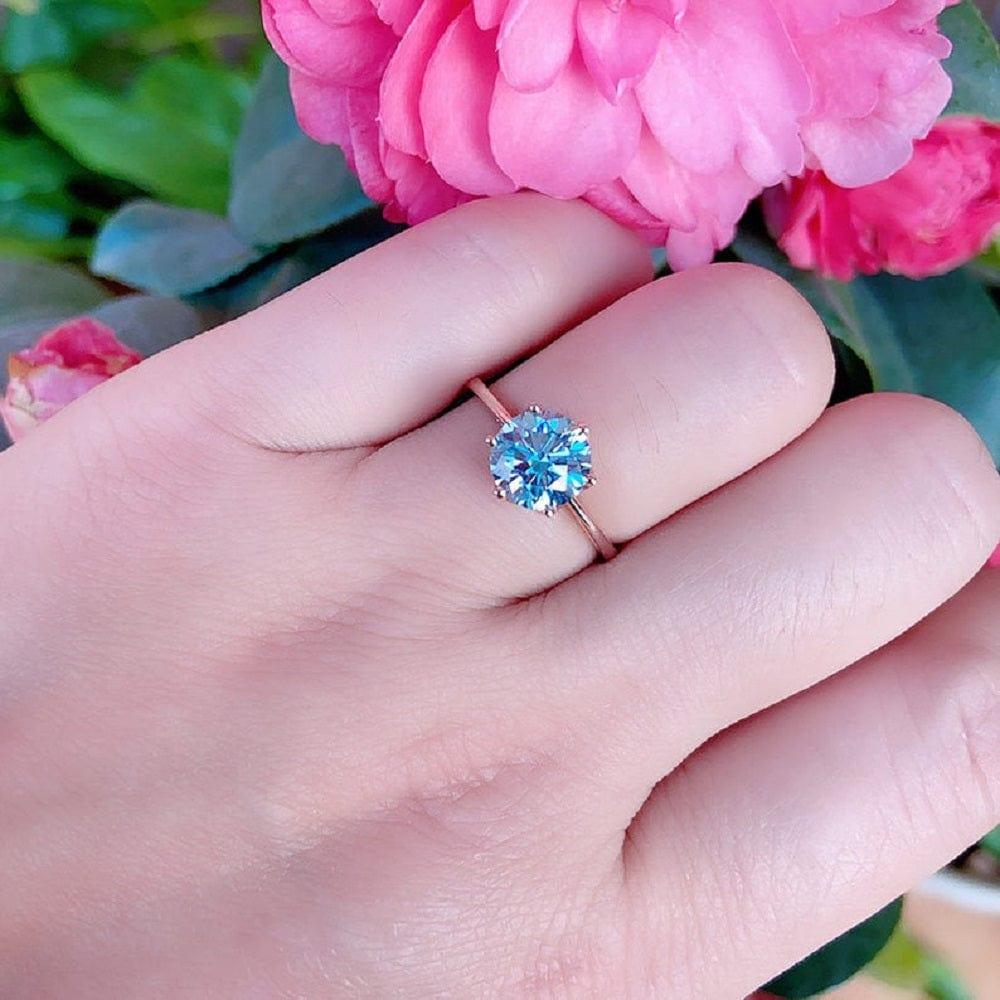 2.00CT Round Cut Green Blue Solitaire Moissanite Engagement Ring Anniversary Gift - JBR Jeweler