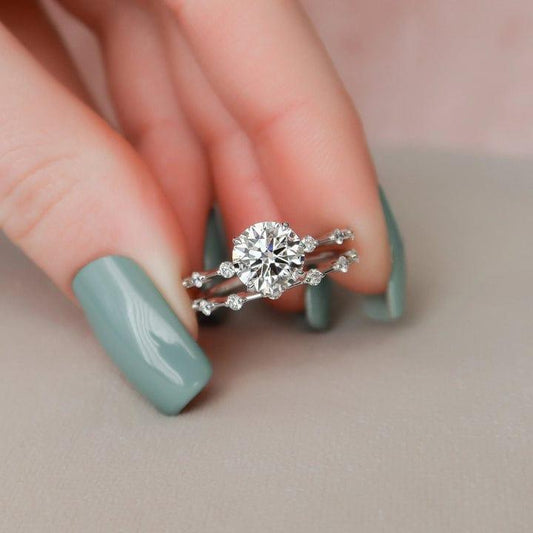 2.00CT Round Cut Lab Grown Diamond Wedding Bridal Ring Set with Band (2PCS) - JBR Jeweler