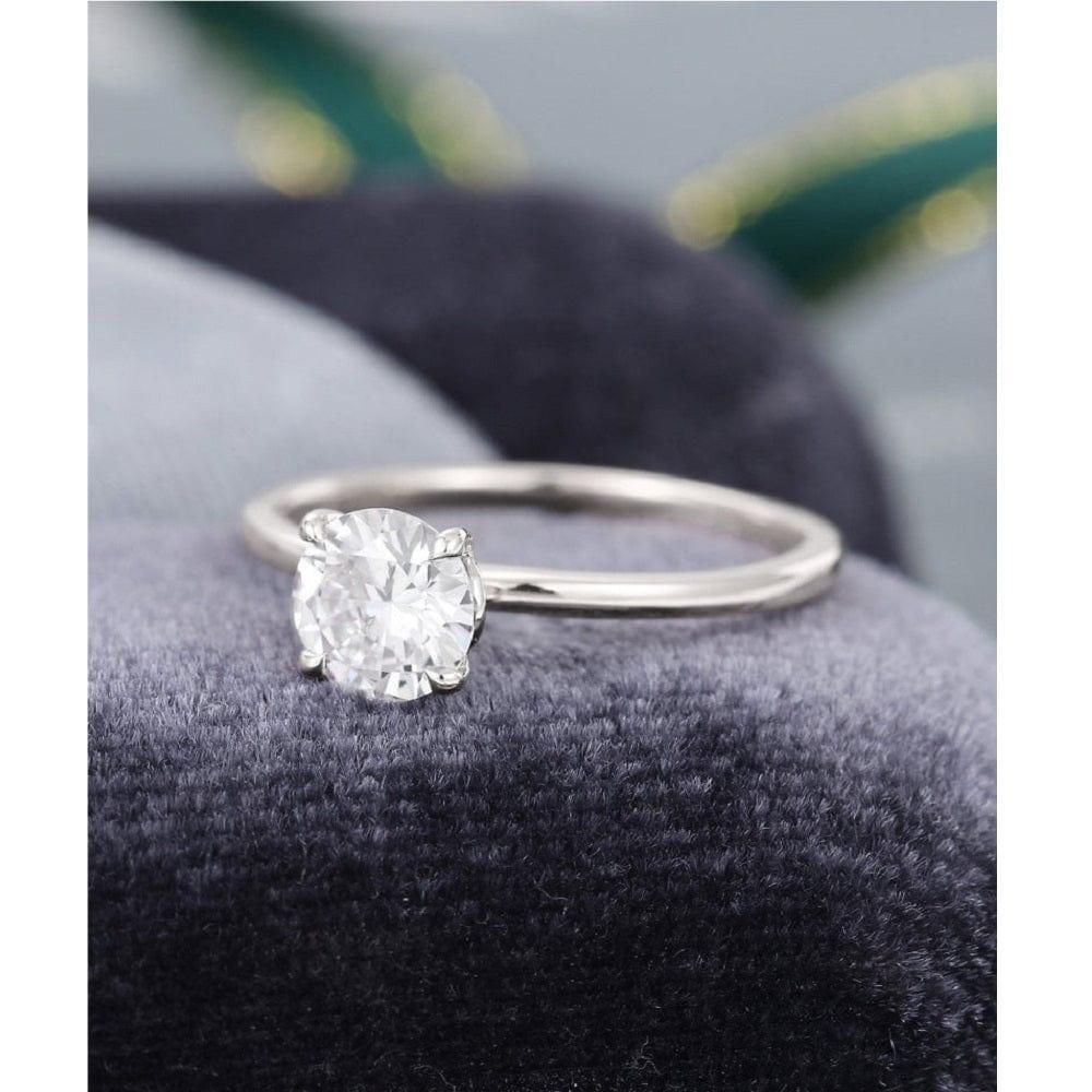2.00CT Round Cut Simple Solitaire Rose Gold Minimalist Moissanite Engagement Ring - JBR Jeweler