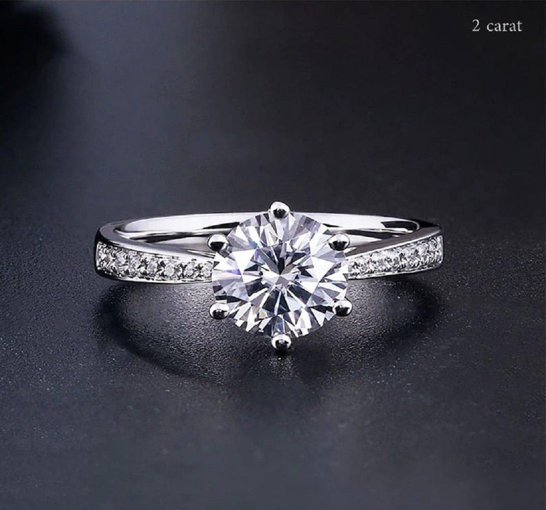 2.00CT Round Cut White Gold Classic Moissanite Halo Engagement Ring - JBR Jeweler