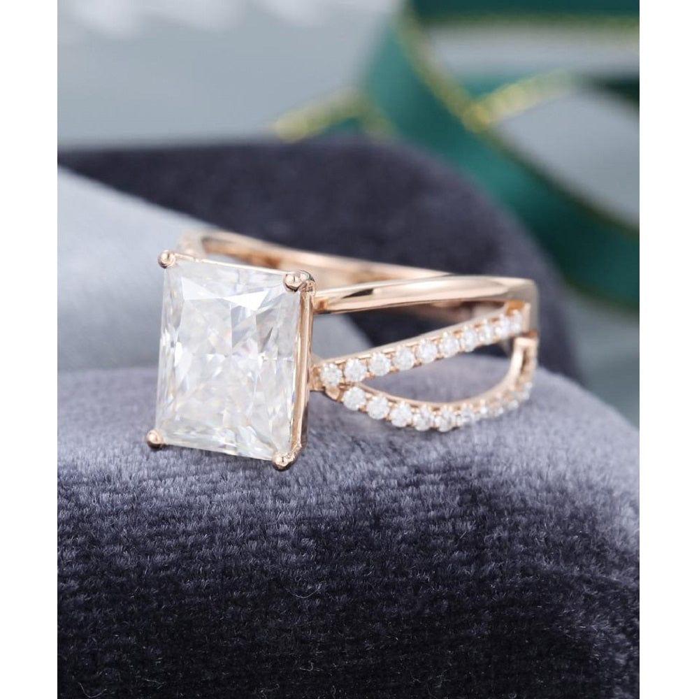 2.00CT Unique Twisted Cushion Cut Rose Gold Art Alterantive Moissanite Engagement Promise Ring - JBR Jeweler