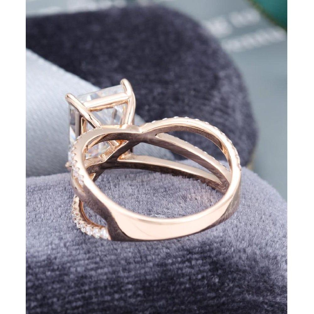 2.00CT Unique Twisted Cushion Cut Rose Gold Art Alterantive Moissanite Engagement Promise Ring - JBR Jeweler