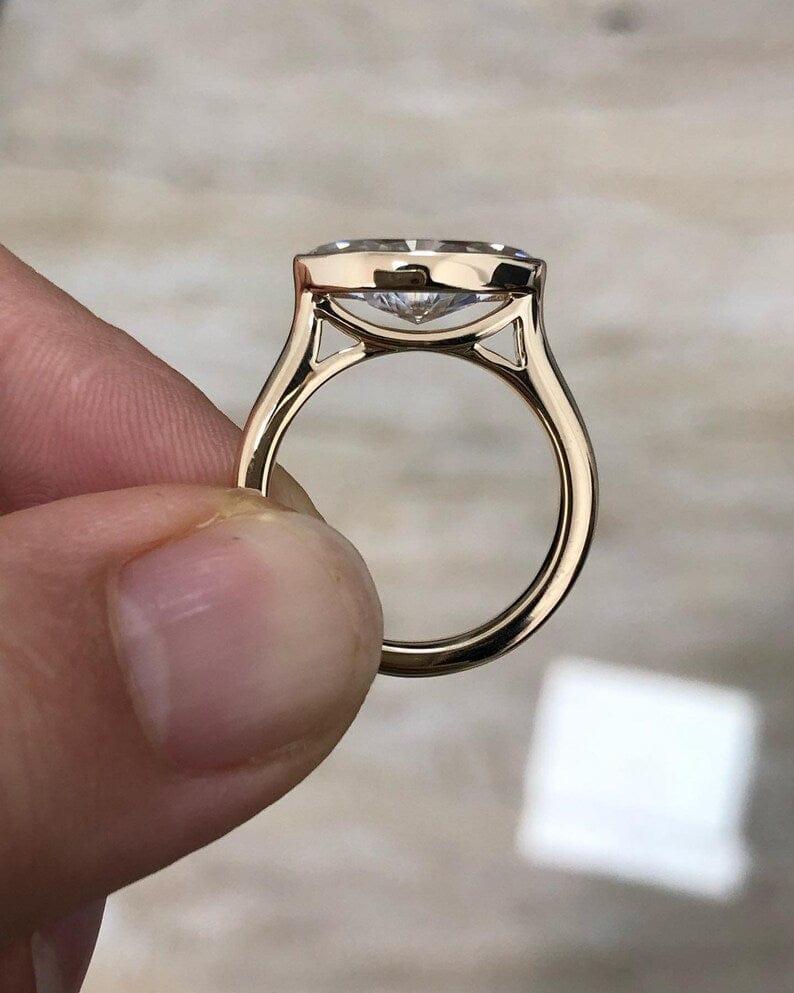 2.0CT Marquise Diamond Vertical Bezel Set Moissanite Engagement Ring - JBR Jeweler