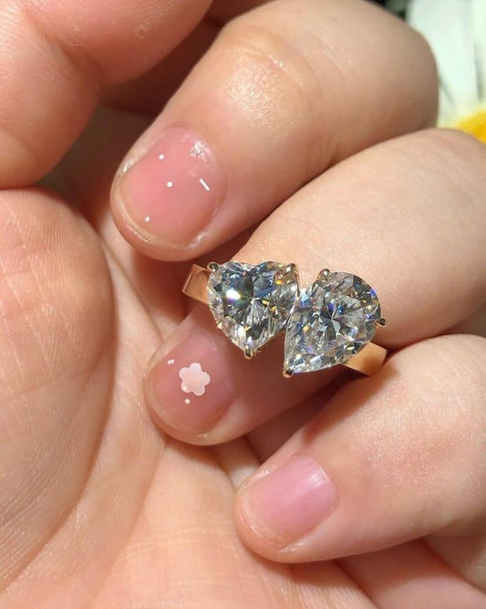 JBR Jeweler Moissanite Engagement Ring 2.0CT Pear/Heart Cut Diamond Moissanite Toi Moi Engagement Ring