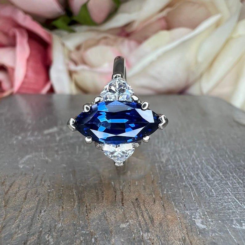 2.40ctw Marquise Sapphire Engagement Moissanite Ring - JBR Jeweler