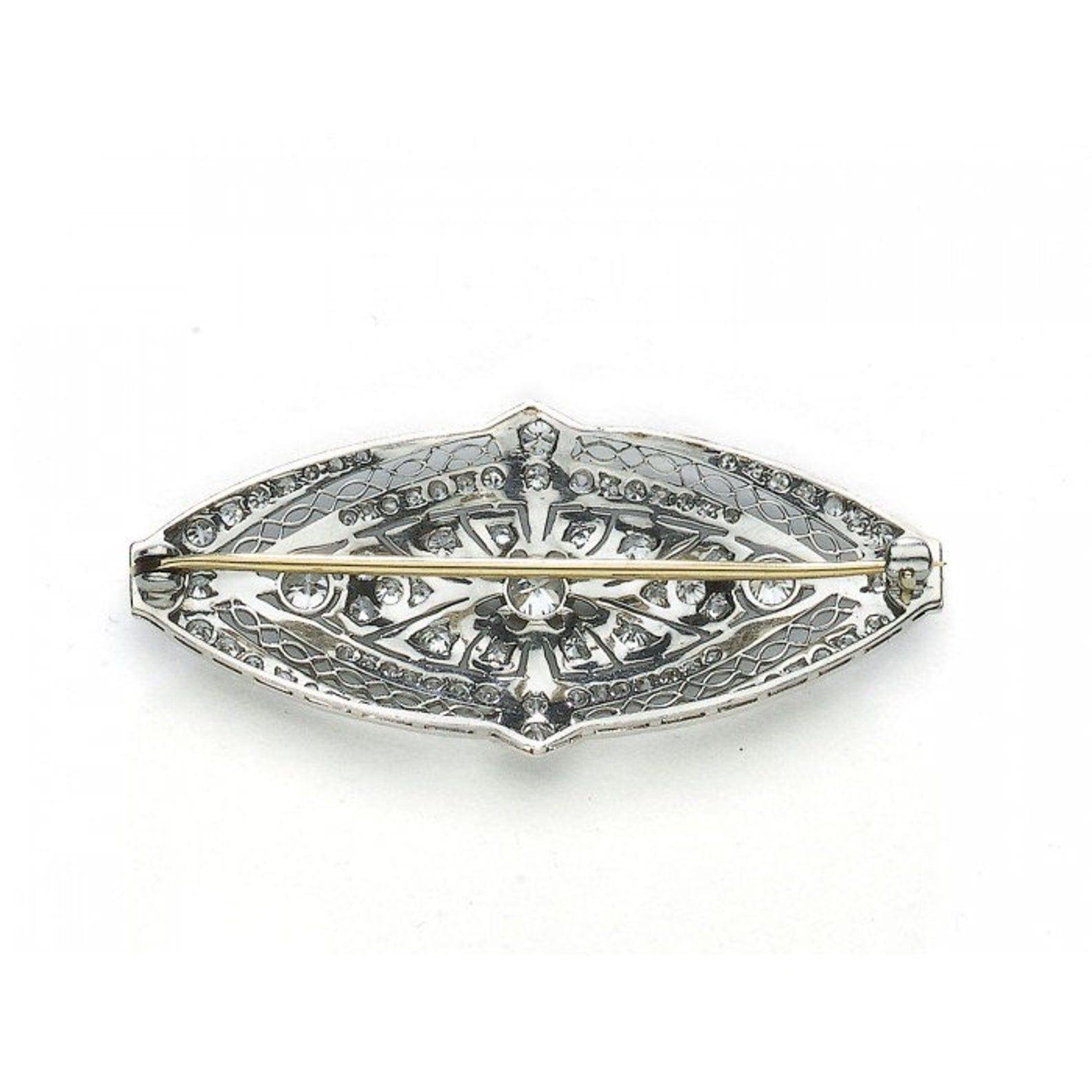 2.50ct Antique Art Deco Moissanite Diamond & 14k White Gold Pin Brooch - JBR Jeweler