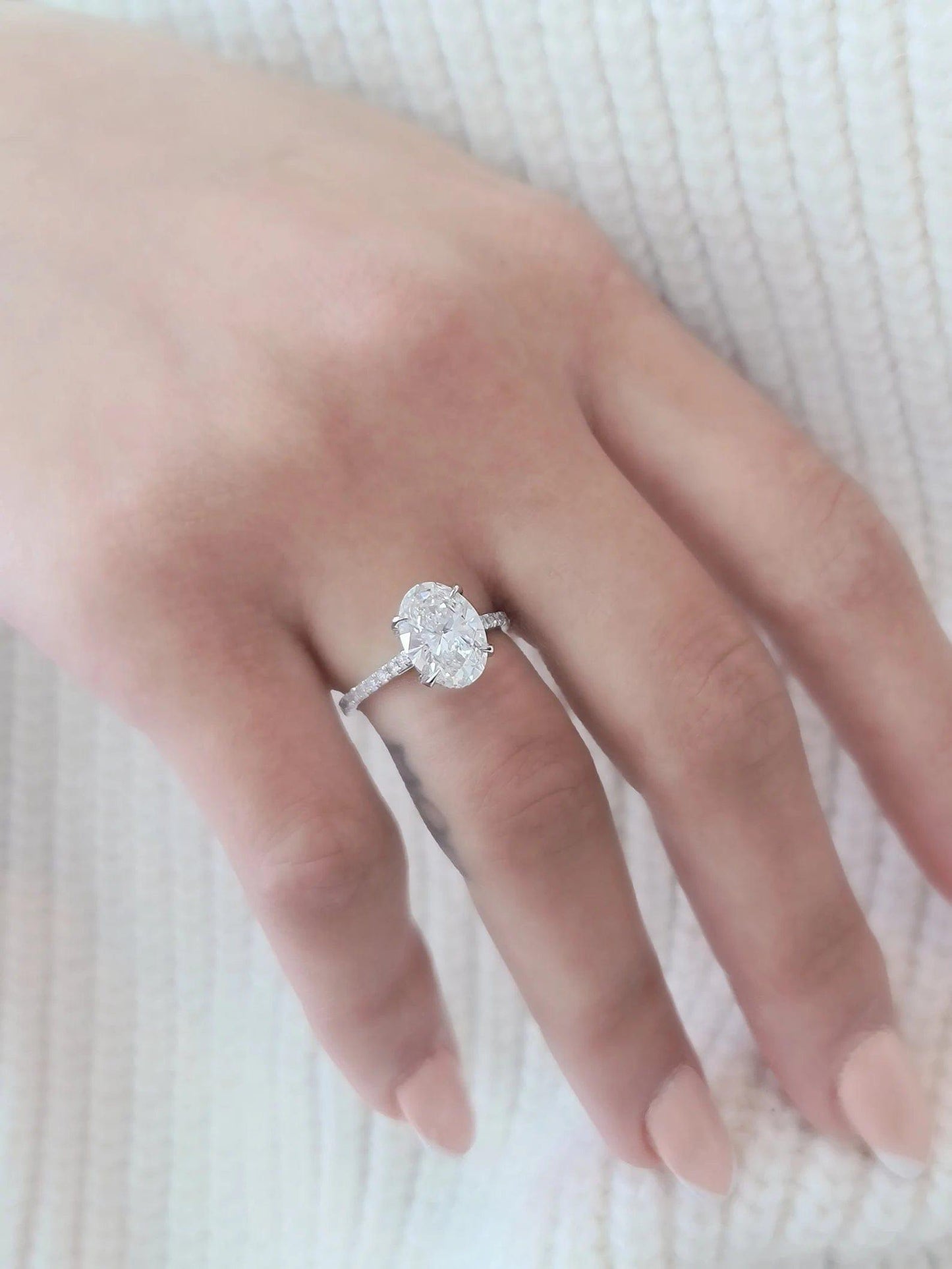 2.50Ct Classic Under Halo Oval Cut Moissanite Diamond Engagement Ring - JBR Jeweler