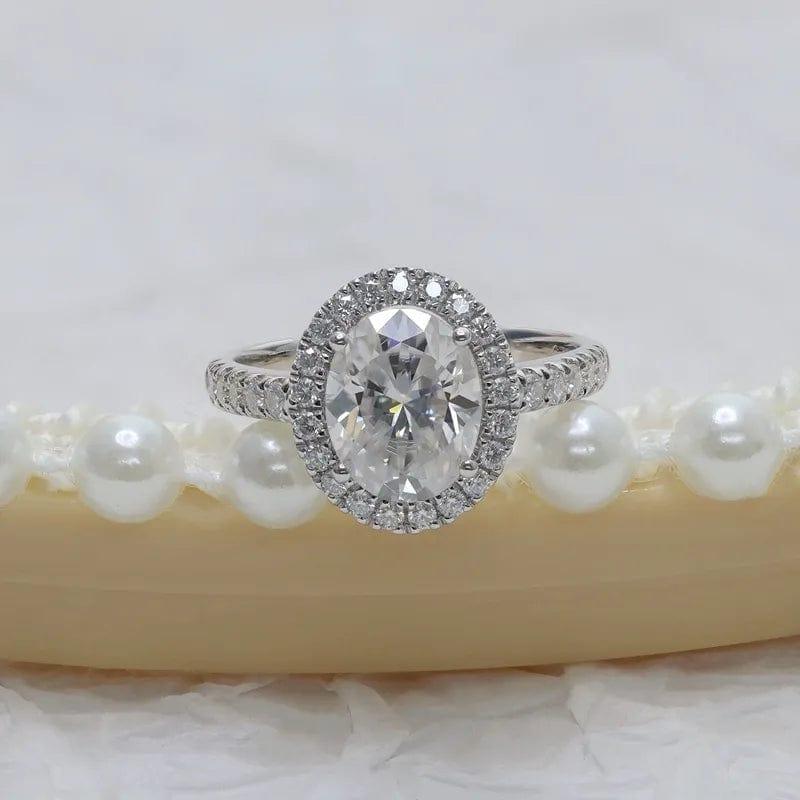 2.50Ct Oval Cut Diamond Lab Grown Halo Set Engagement Ring - JBR Jeweler