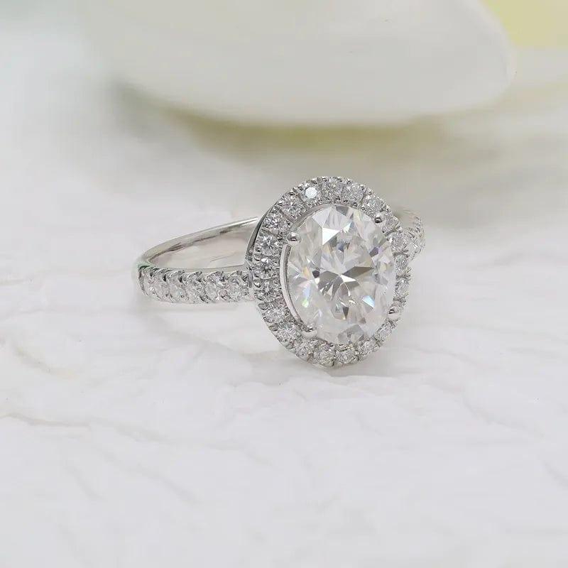 2.50Ct Oval Cut Diamond Lab Grown Halo Set Engagement Ring - JBR Jeweler