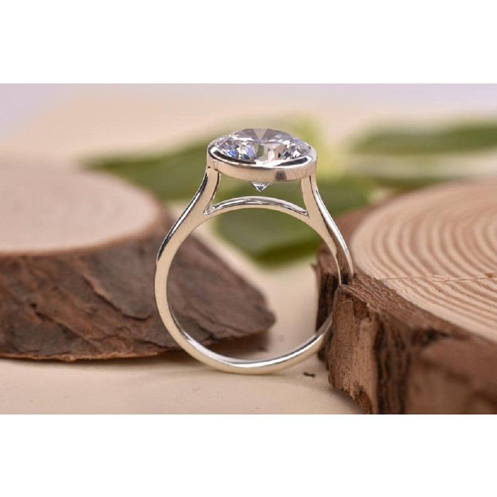 2.50CT Round Cut Diamond Bezel Style White Gold Moissanite Wedding Engagement Ring - JBR Jeweler