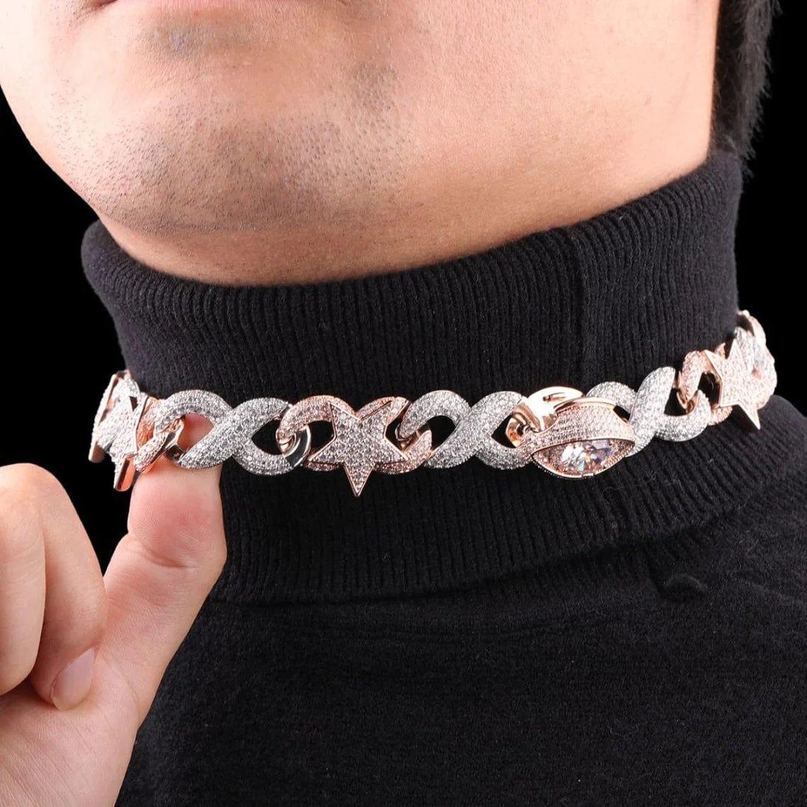20mm Golden Star Infinity Special Bail Miami Cuban Chain Iced Out Neck