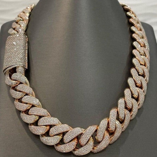 20mm Moissanite Diamonds Studded Cuban Link Two Tone Chain Iced out Rapper chain - JBR Jeweler