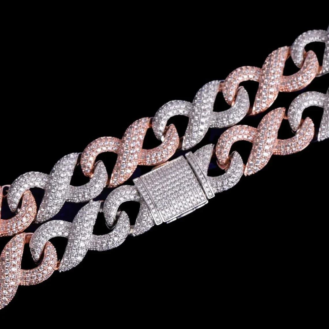 20mm Two Tone Color Iced Out Infinity Miami Hip Hop Bling Rapper VVS C