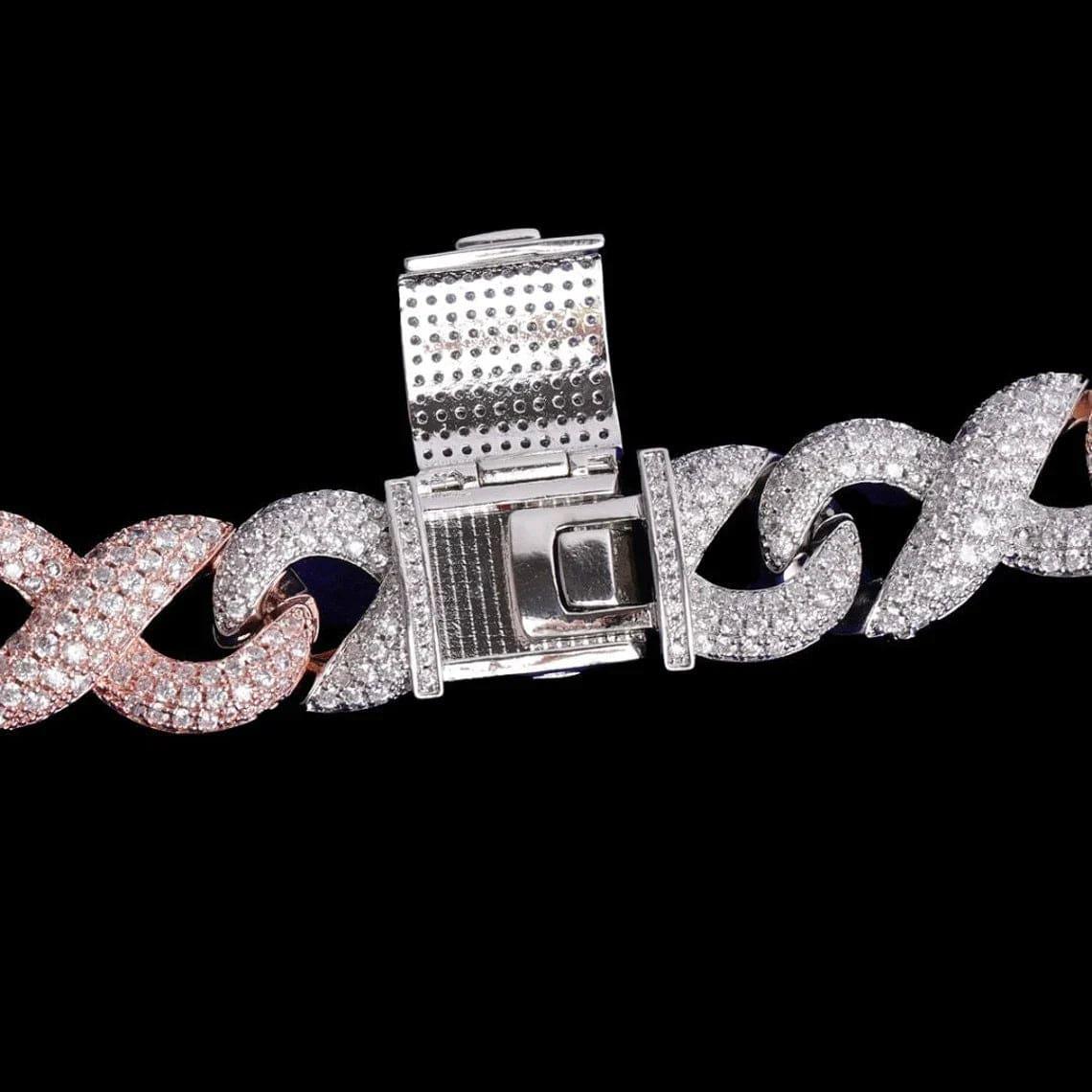 20mm Two Tone Color Iced Out Infinity Miami Hip Hop Bling Rapper VVS C