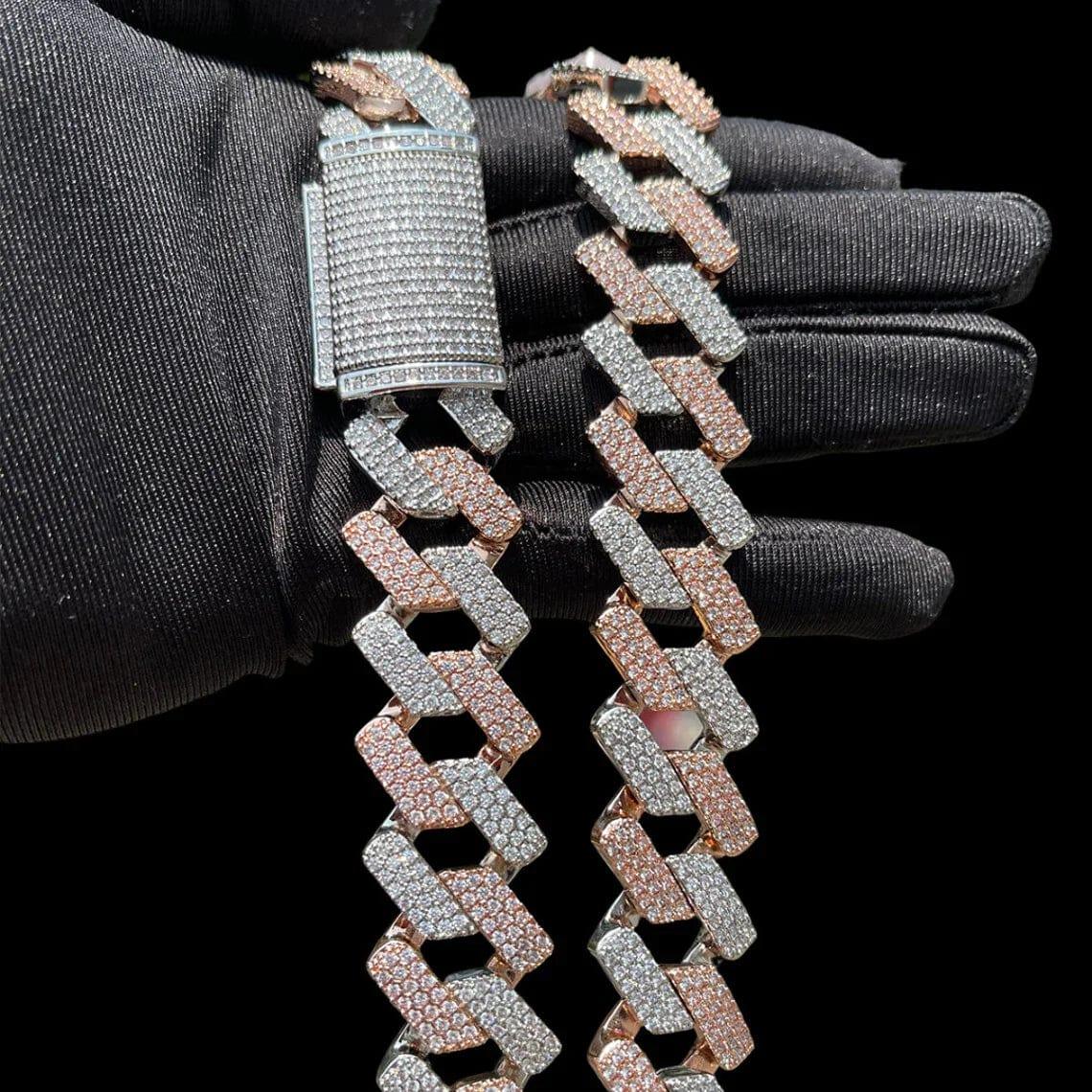 Uture Raper Chain 20mm Thick Cut Two Tone Color Iced Out Hip Hop Rapper Miami Cuban Chai ...