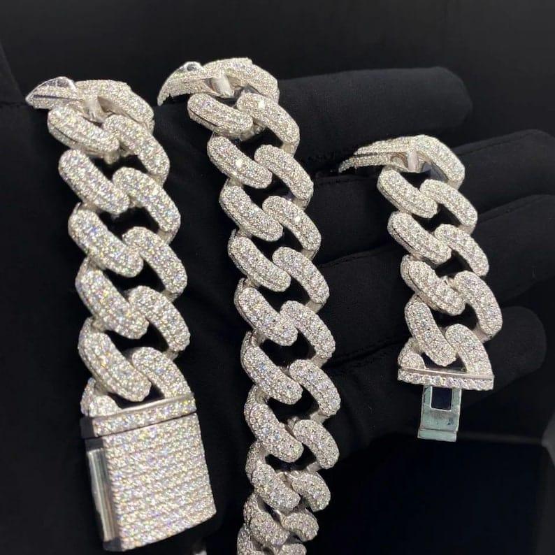 22 mm Round Moissanite Diamonds Studded Cuban Link Men's Iced out Rapper chains - JBR Jeweler