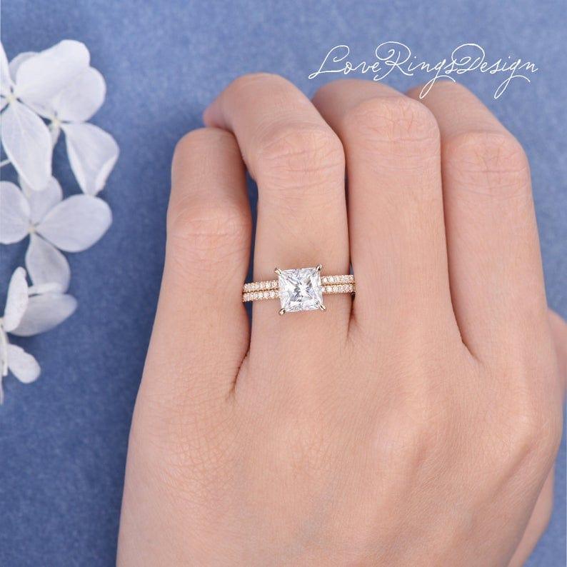 2ct Claw Prongs Eternity Stacking Solitaire Moissanite Engagement Ring - JBR Jeweler
