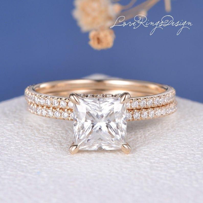 2ct Claw Prongs Eternity Stacking Solitaire Moissanite Engagement Ring - JBR Jeweler