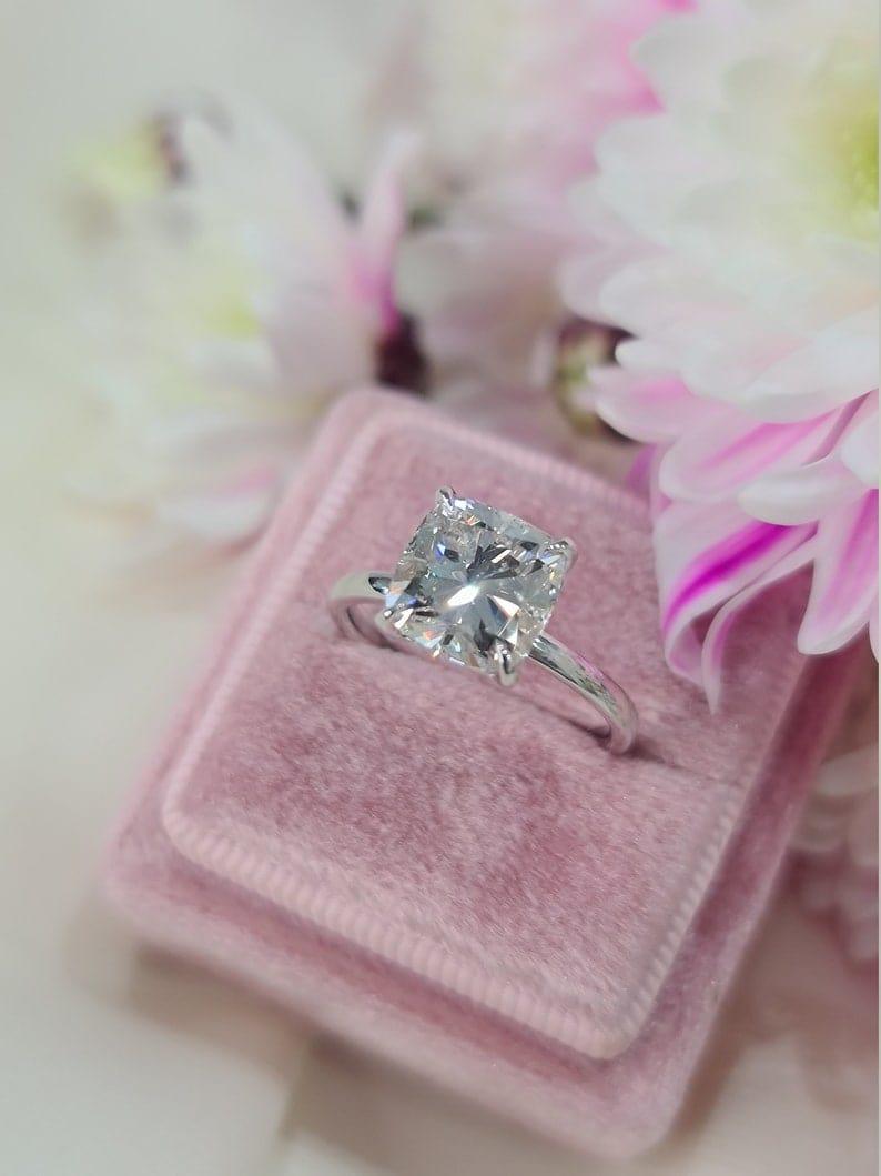 2CT Cushion Cut Certified Lab-Grown Diamond Solitaire Engagement Ring - JBR Jeweler