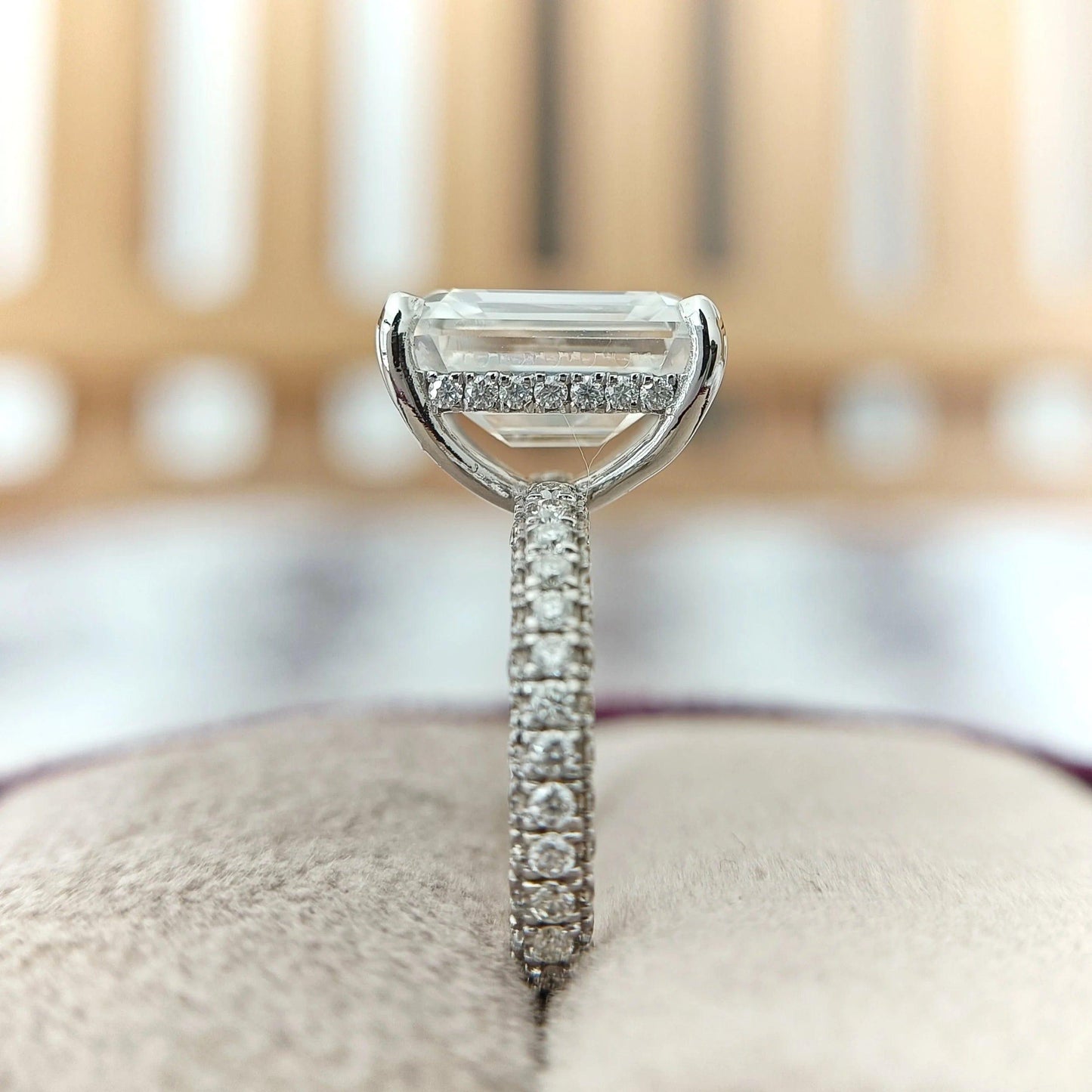 2CT Emerald Cut Halo Set Lab-Grown Diamond Engagement Ring - JBR Jeweler
