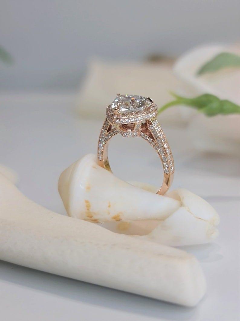 2CT Heart Cut Halo Certified Lab-Grown Diamond Engagement Ring - JBR Jeweler