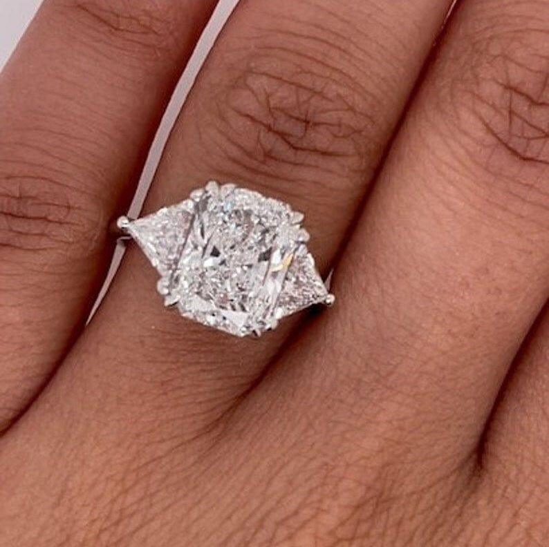 2CT Lab-Grown Diamond Radiant Cut Side Triangle Engagement Ring - JBR Jeweler