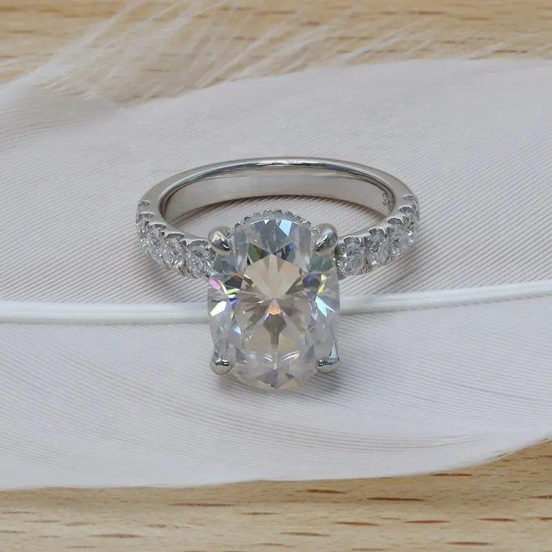 2Ct Oval Cut Lab Grown-CVD Solitaire Under Halo Engagement Ring - JBR Jeweler