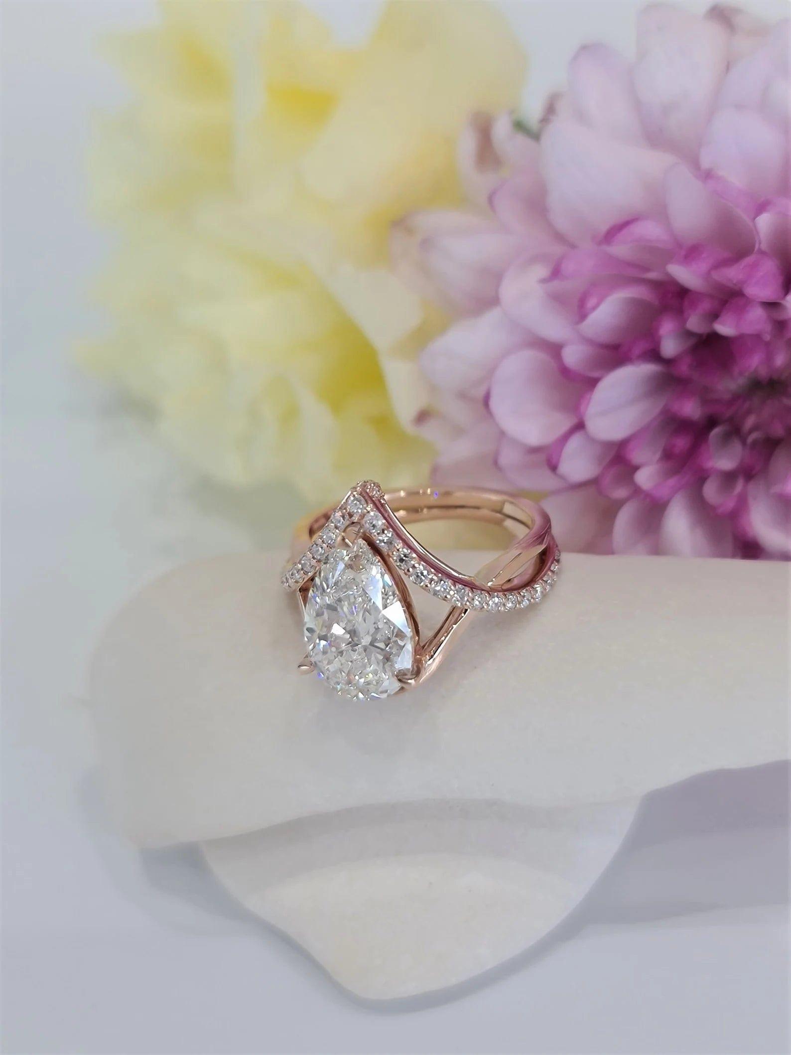 2ct pear shaped split shank moissanite diamond engagement ring jbr jeweler 7