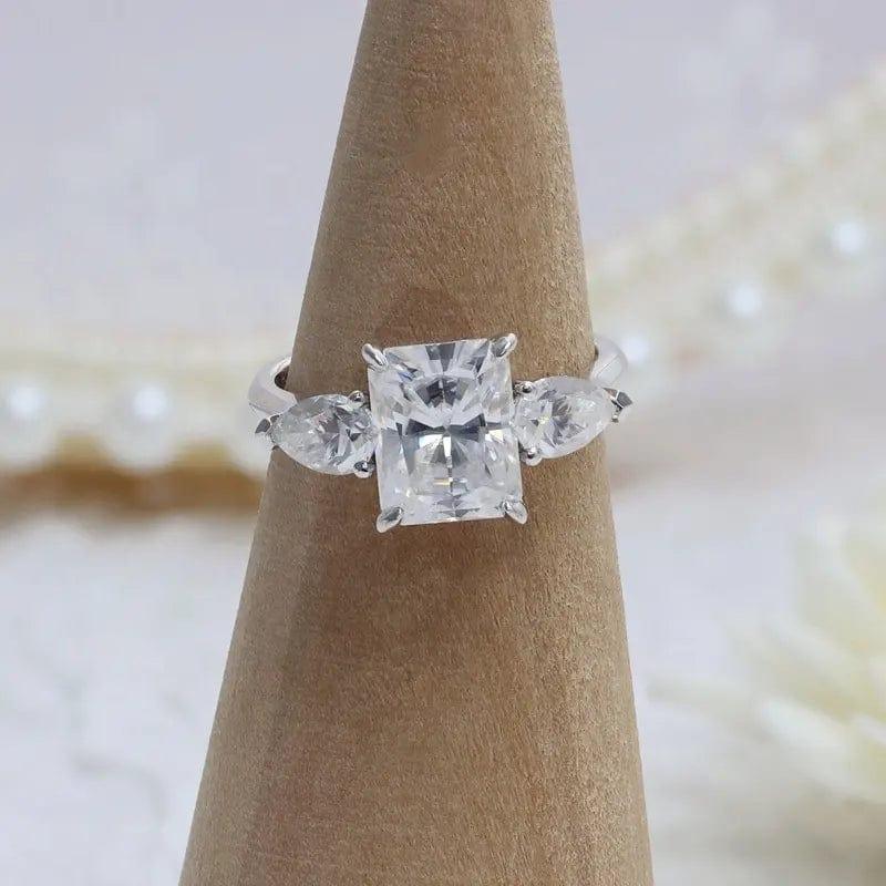 2Ct Radiant Cut Lab Grown Diamond Three Stone Engagement Ring - JBR Jeweler