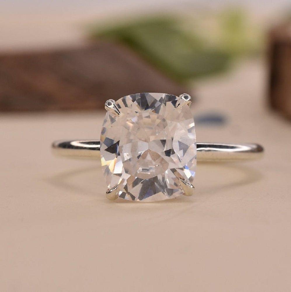 3.00CT Cushion Cut Hidden Halo Wedding White Gold Moissanite Engagement Ring - JBR Jeweler
