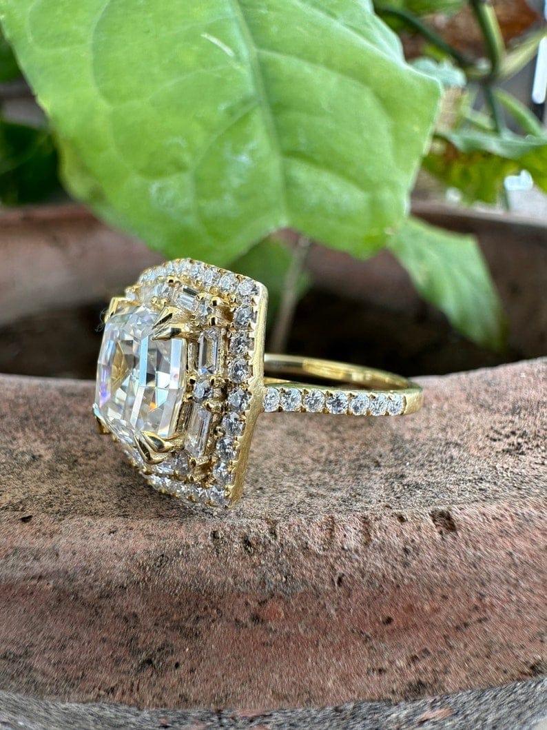 3.0CT Octagon Moissanite Diamond Halo Wedding & Engagement Ring - JBR Jeweler