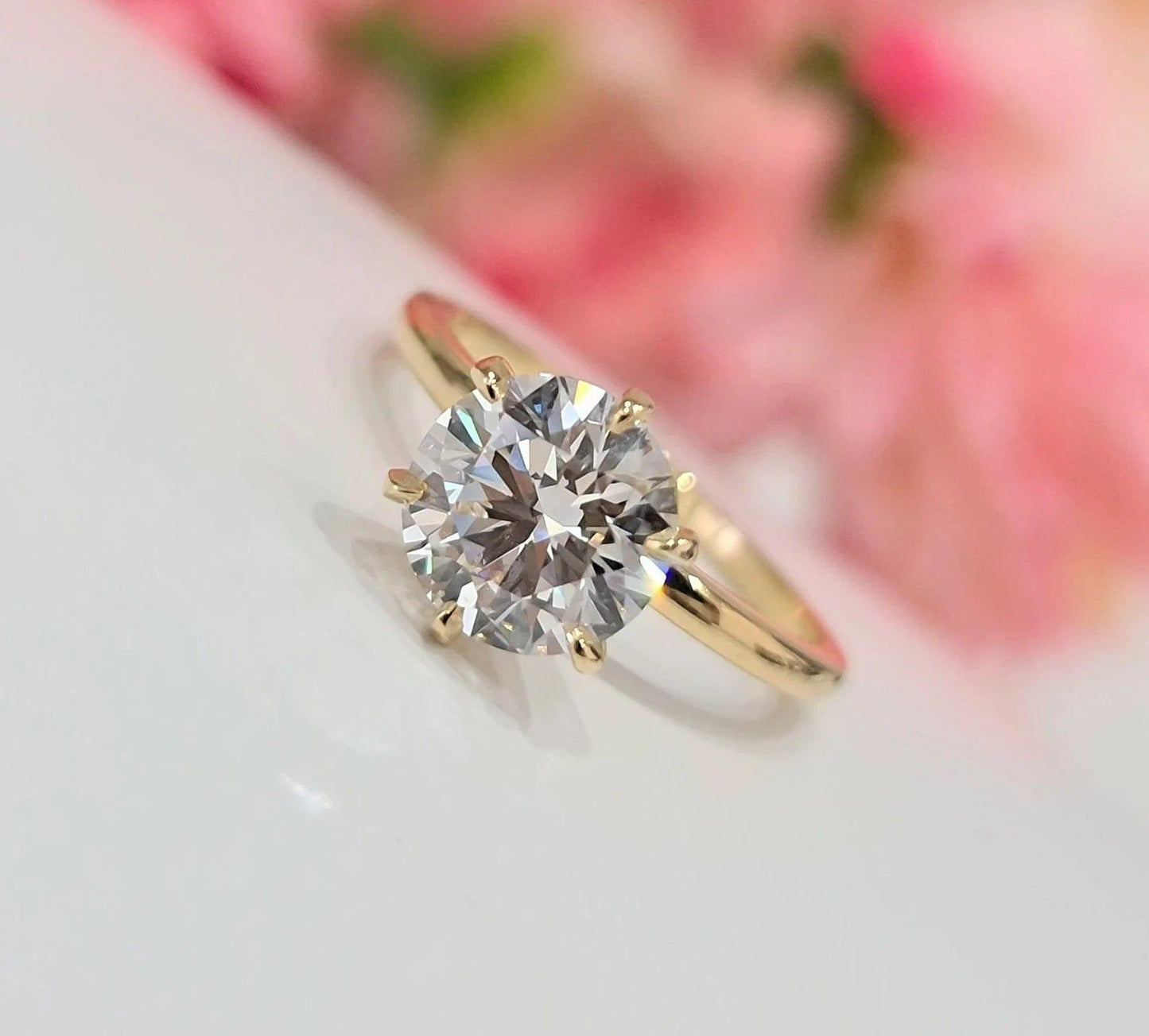 3 Carat Solitaire Round Moissanite Diamond Engagement Ring - JBR Jeweler