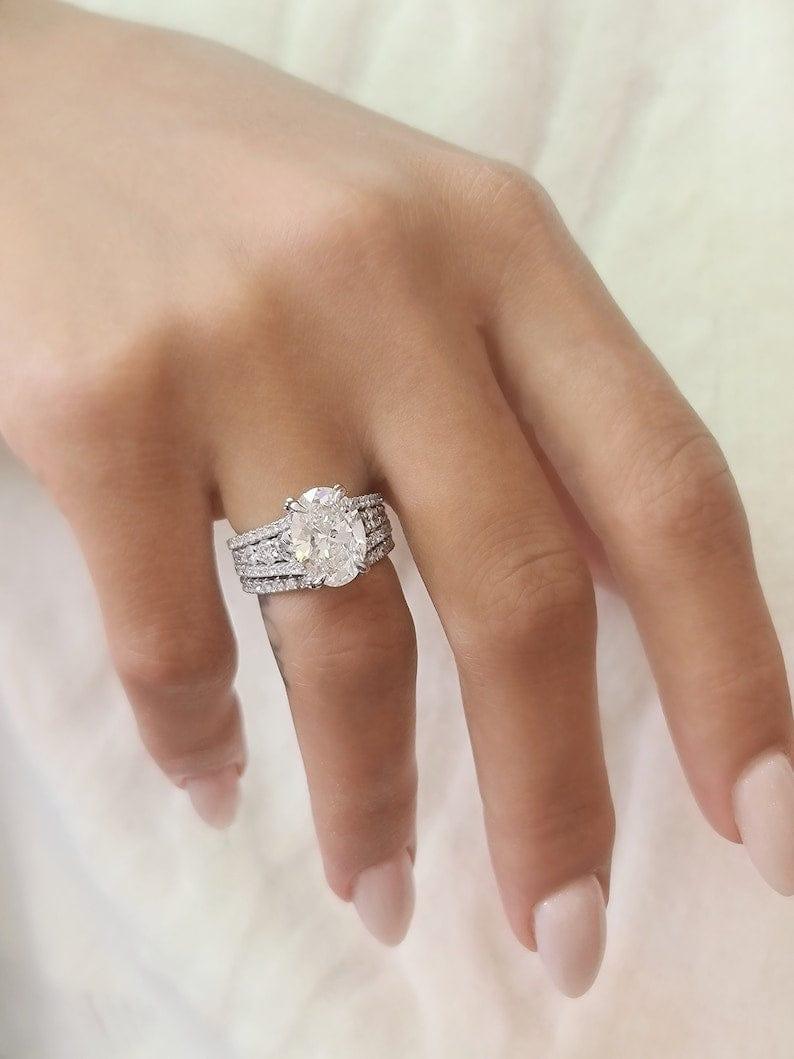 3CT Oval Cut Certified Lab-Grown Diamond Engagement Wedding Ring - JBR Jeweler