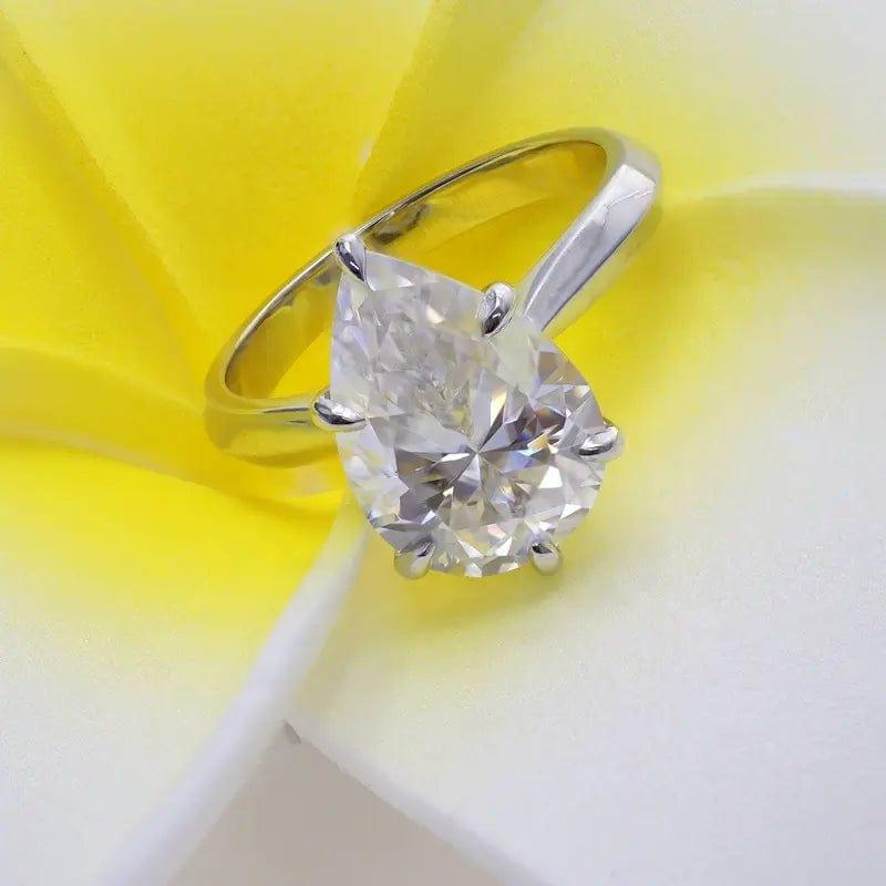 3CT Pear Cut Solitaire Classic Moissanite Engagement Ring - JBR Jeweler
