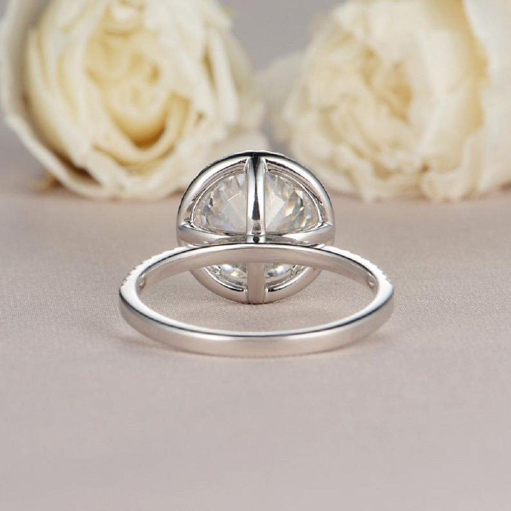 4.00CT Round Cut White Gold Halo Half Eternity Moissanite Wedding Engagement Ring - JBR Jeweler