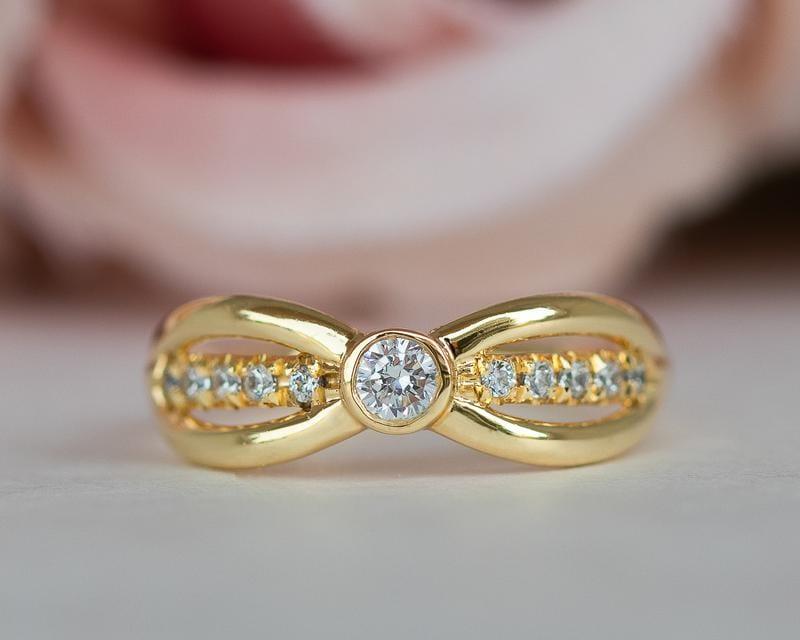 4.3MM Round Cut Infinity Moissanite 14K Yellow Gold Wedding Promise Ring - JBR Jeweler