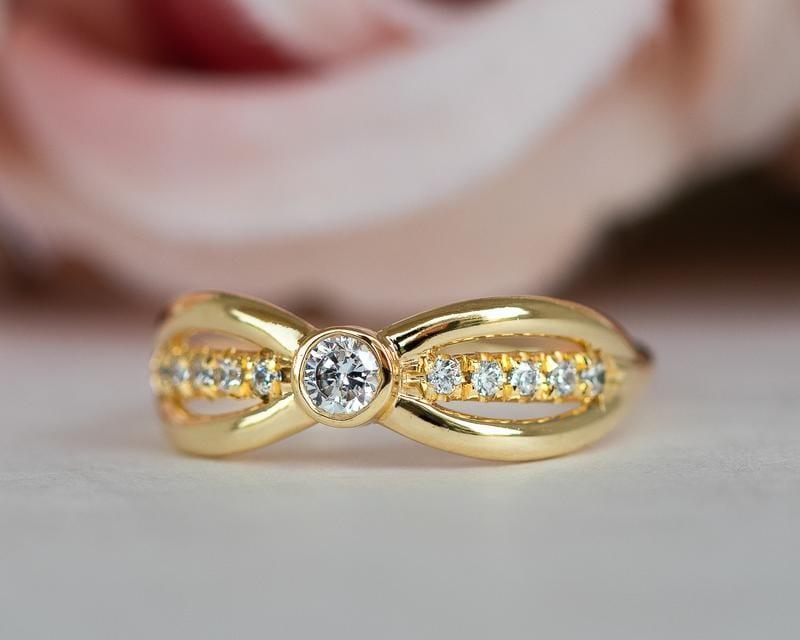 4.3MM Round Cut Infinity Moissanite 14K Yellow Gold Wedding Promise Ring - JBR Jeweler